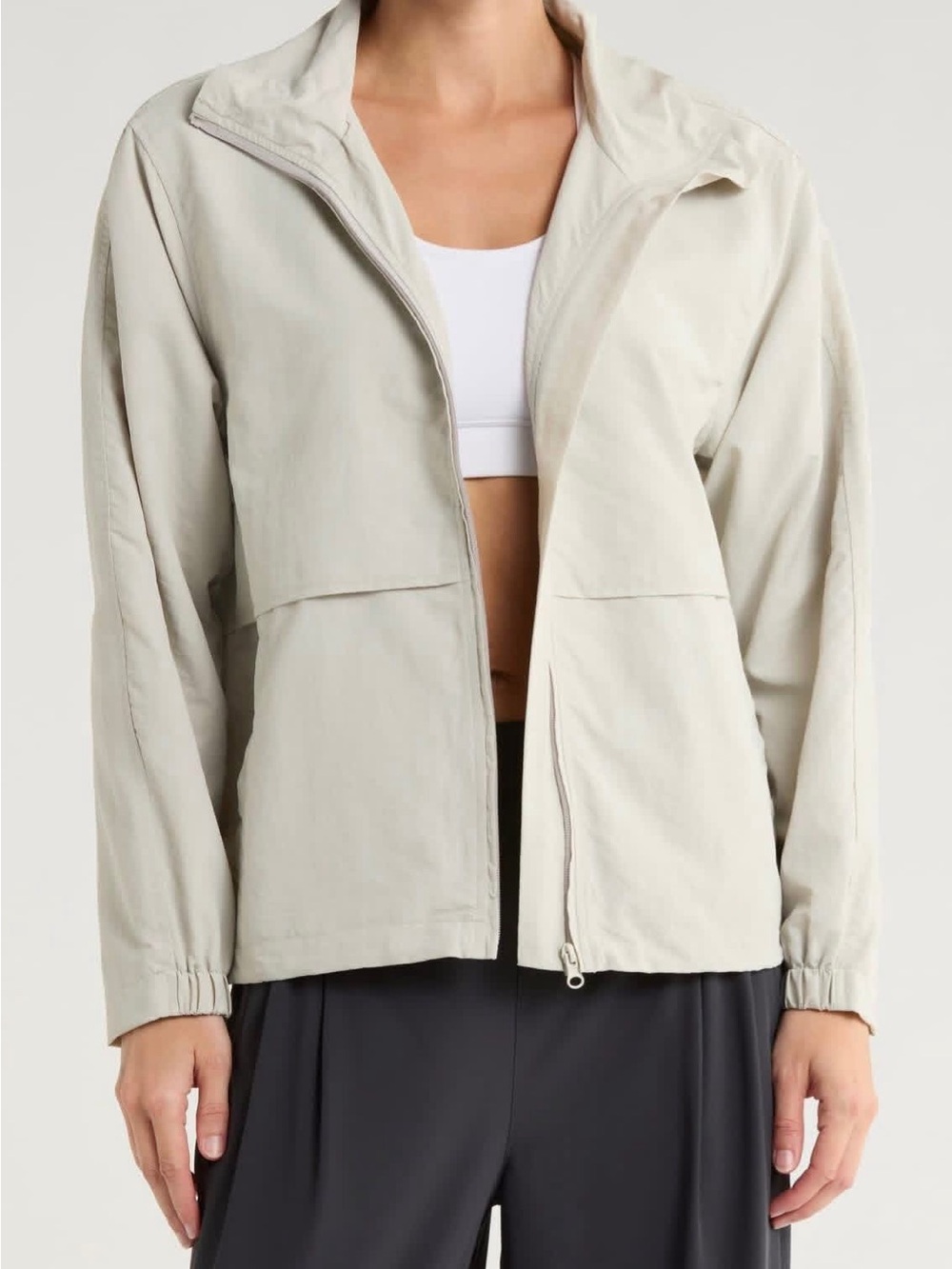 Elodie Light Taupe Utility Zip Jacket